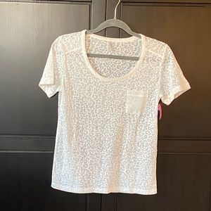 NWT contrast white animal print sheer tee shirt S